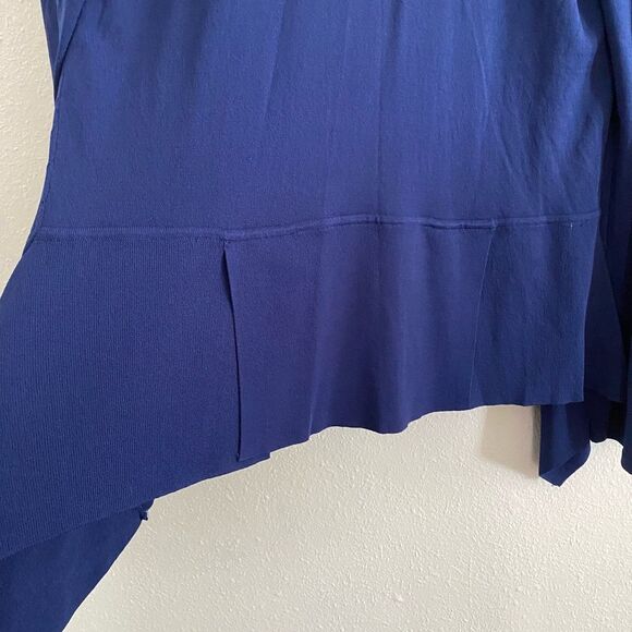 Boho M Blue Open Waterfall Cardigan Business Casual Minimalist Secretary OF23 - Picture 5 of 8